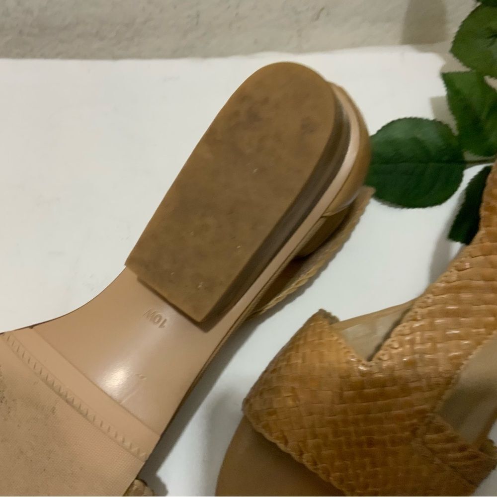 Vaneli Charee Tan  Woven Leather Ankle Strap Block Heel Sandals size 10 wide - Picture 9 of 12